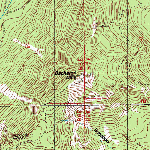 Topographic Map of Bachelor Mountain, OR