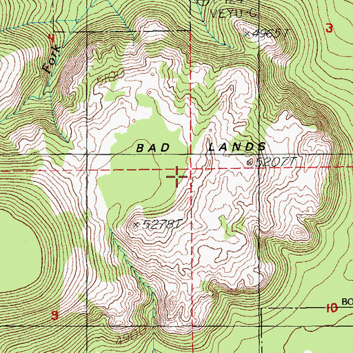 Topographic Map of Bad Lands, OR