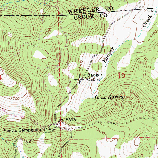 Topographic Map of Badger Cabin, OR
