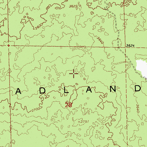 Topographic Map of Badlands, OR