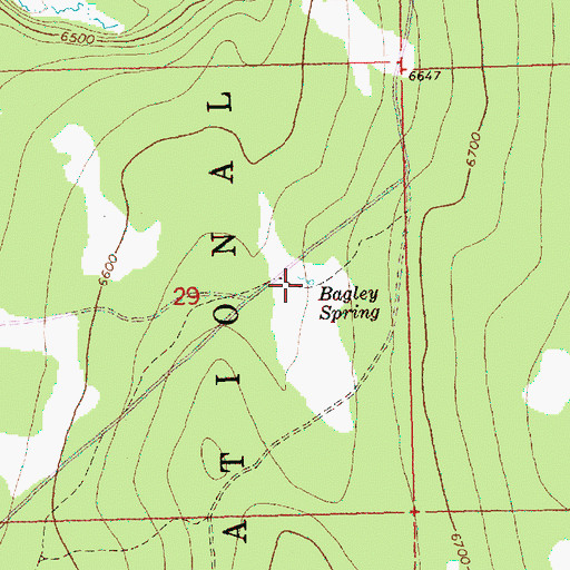 Topographic Map of Bagley Spring, OR
