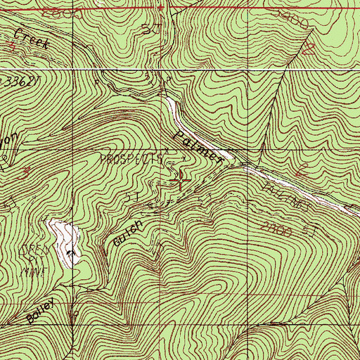 Topographic Map of Bailey Gulch, OR