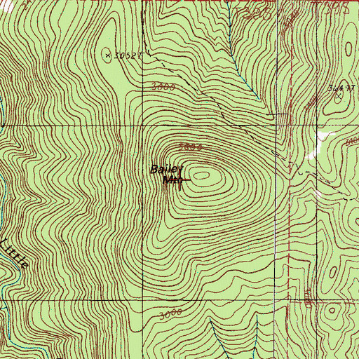 Topographic Map of Bailey Mountain, OR