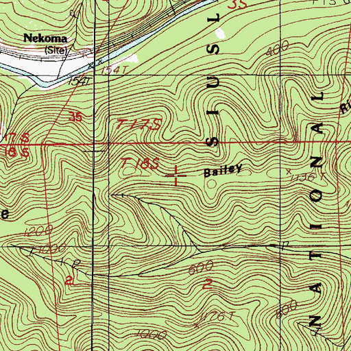 Topographic Map of Bailey Ridge, OR