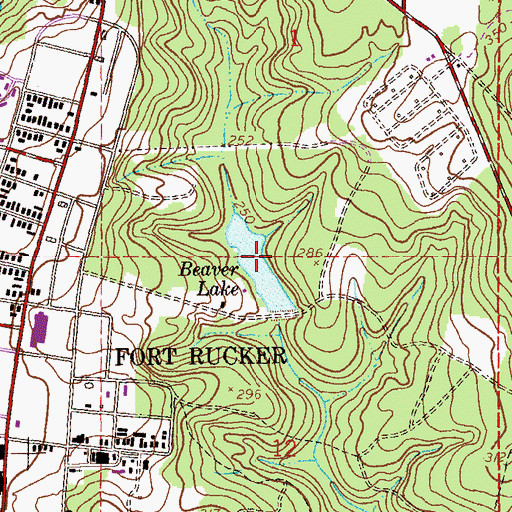 Topographic Map of Beaver Lake, AL
