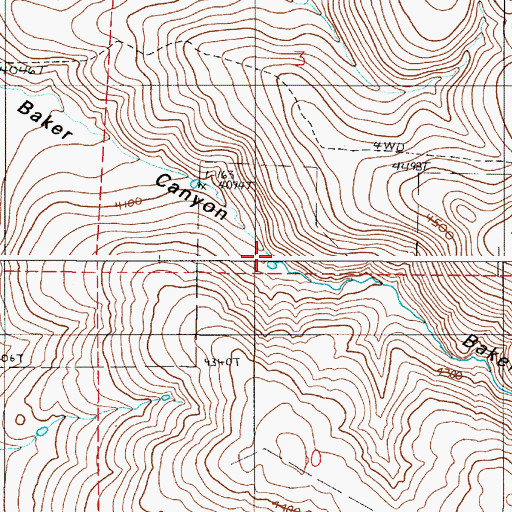 Topographic Map of Baker Canyon, OR