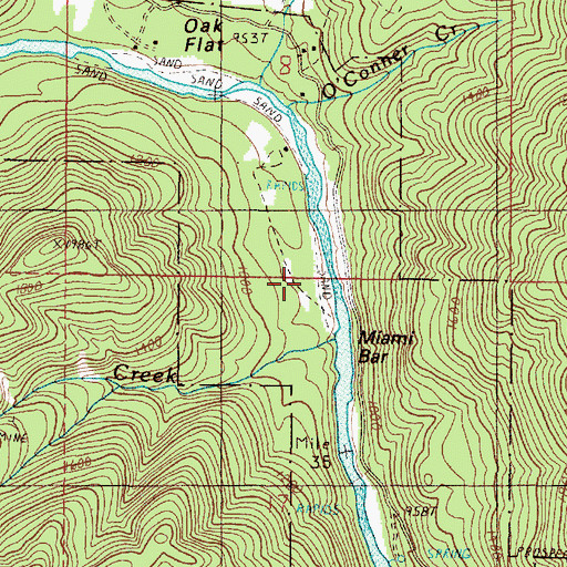 Topographic Map of Baker Creek, OR