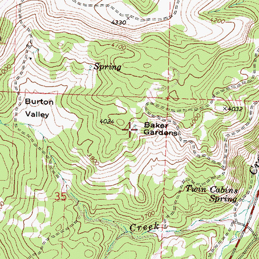 Topographic Map of Baker Gardens, OR