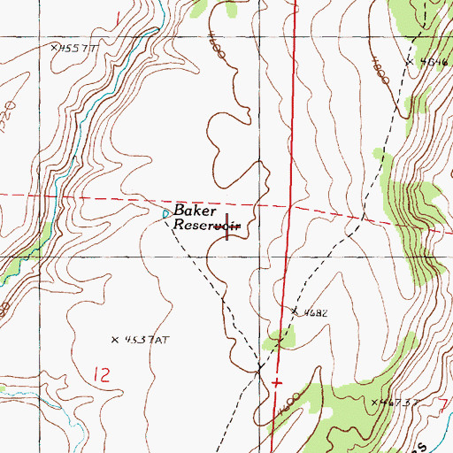 Topographic Map of Baker Reservoir, OR