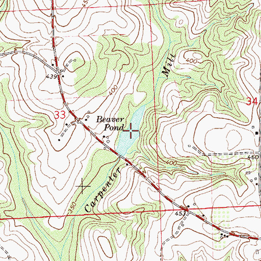 Topographic Map of Beaver Pond, AL