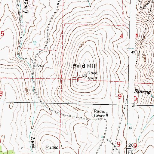 Topographic Map of Bald Hill, OR