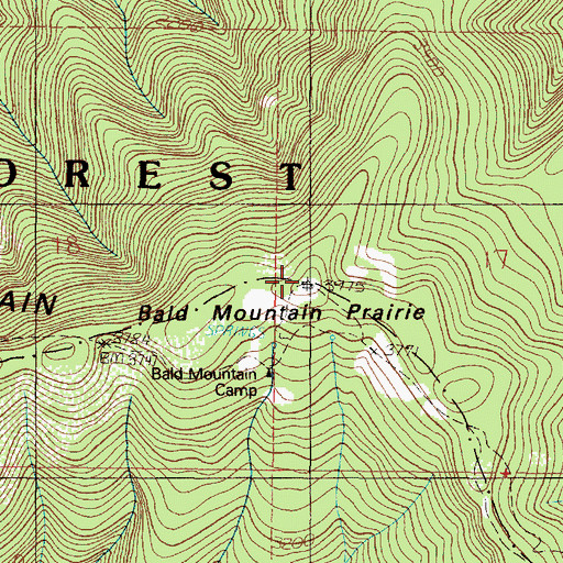 Topographic Map of Bald Mountain, OR