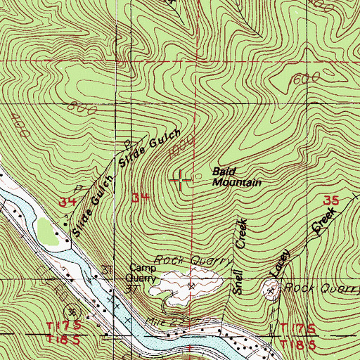 Topographic Map of Bald Mountain, OR