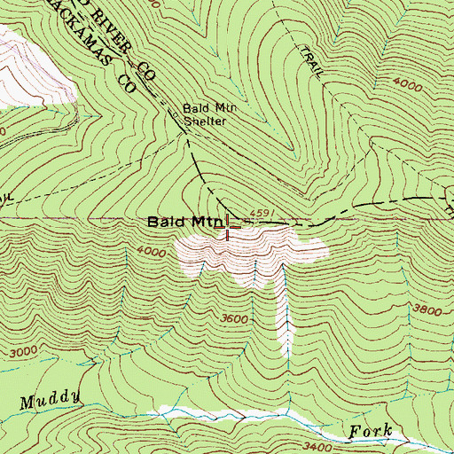 Topographic Map of Bald Mountain, OR