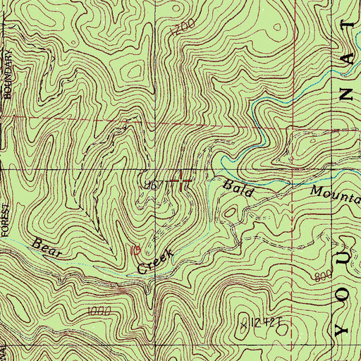 Topographic Map of Bald Mountain Creek, OR