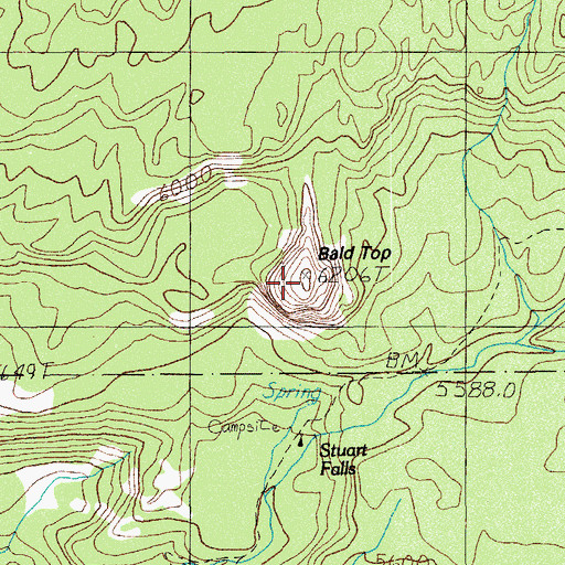 Topographic Map of Bald Top, OR