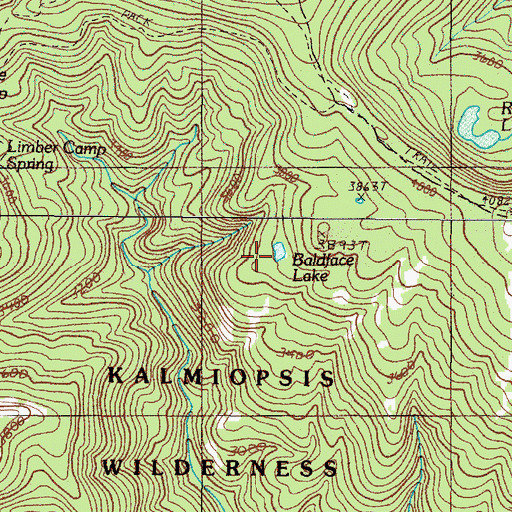 Topographic Map of Baldface Lake, OR