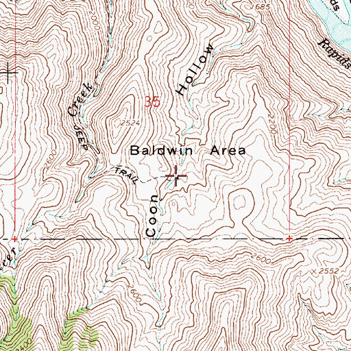 Topographic Map of Baldwin Area, OR