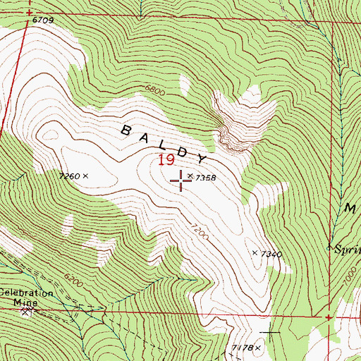 Topographic Map of Baldy Mountain, OR