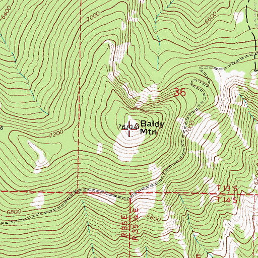 Topographic Map of Baldy Mountain, OR