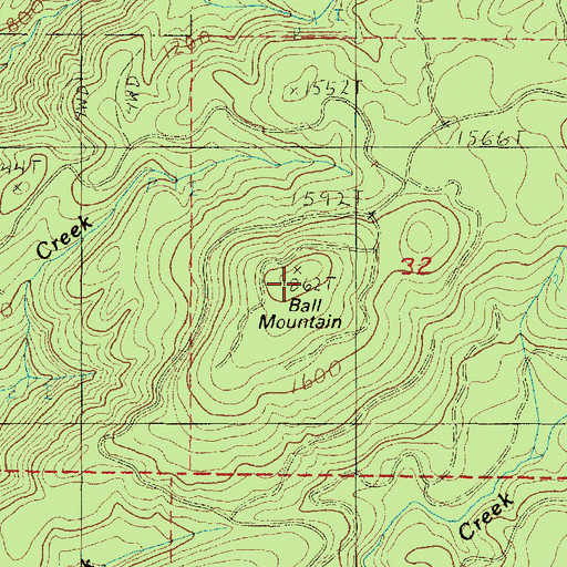 Topographic Map of Ball Mountain, OR