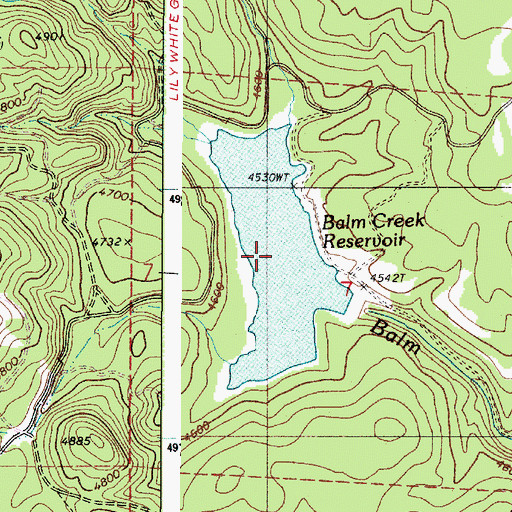 Topographic Map of Balm Creek Reservoir, OR