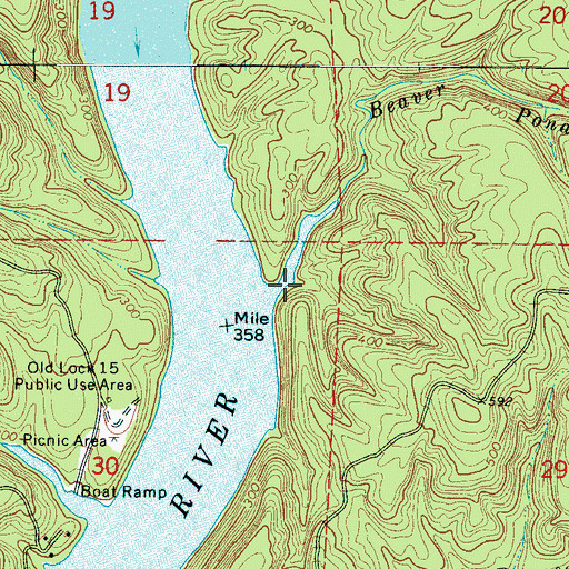 Topographic Map of Beaver Pond Creek, AL