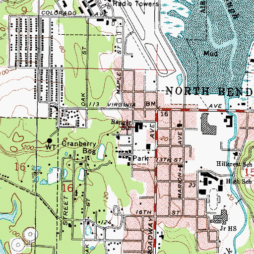 Topographic Map of Bangor Elementary School (historical), OR