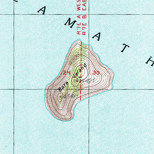Topographic Map of Bare Island, OR