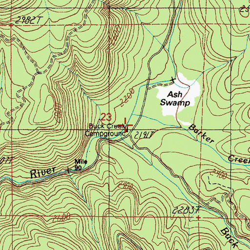 Topographic Map of Barker Creek, OR