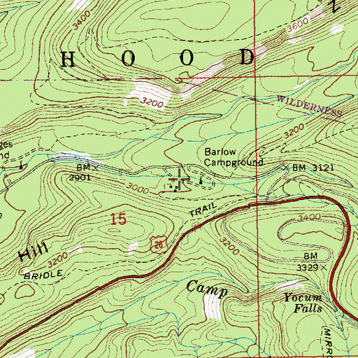 Topographic Map of Barlow Campground, OR