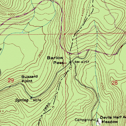 Topographic Map of Barlow Pass, OR