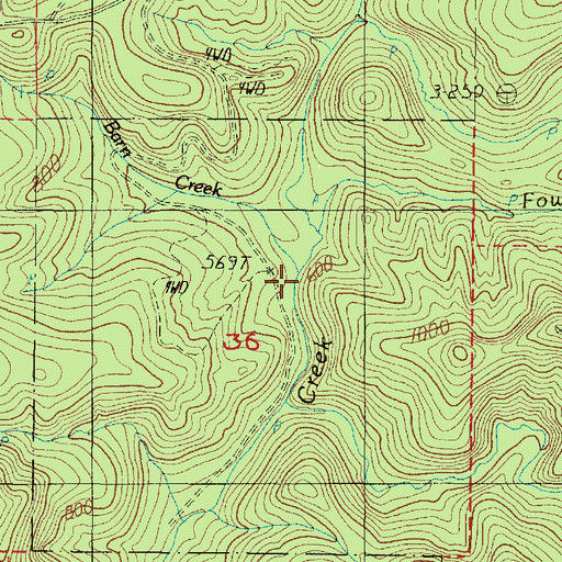 Topographic Map of Barn Creek, OR
