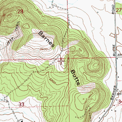 Topographic Map of Barnes Butte, OR