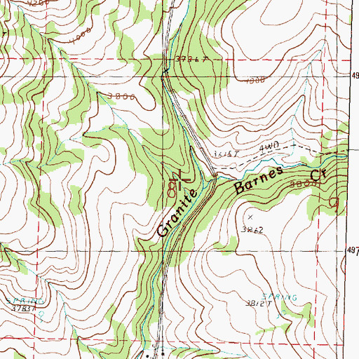 Topographic Map of Barnes Creek, OR