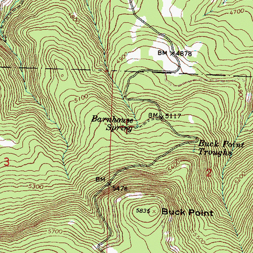 Topographic Map of Barnhouse Spring, OR