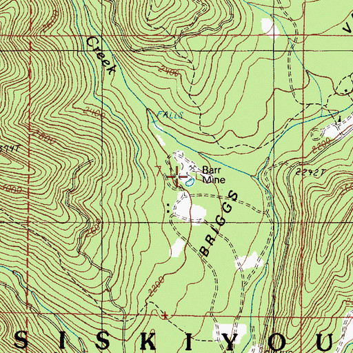 Topographic Map of Barr Mine, OR