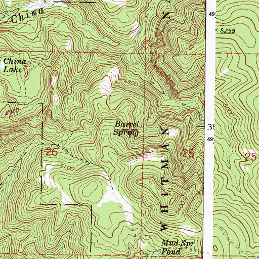 Topographic Map of Barrel Spring, OR