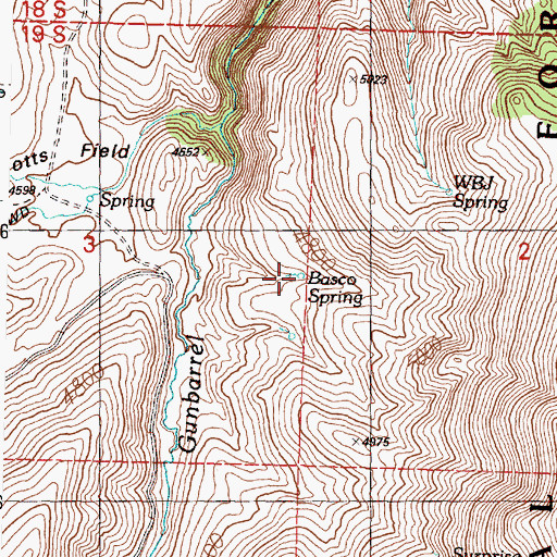 Topographic Map of Basco Spring, OR