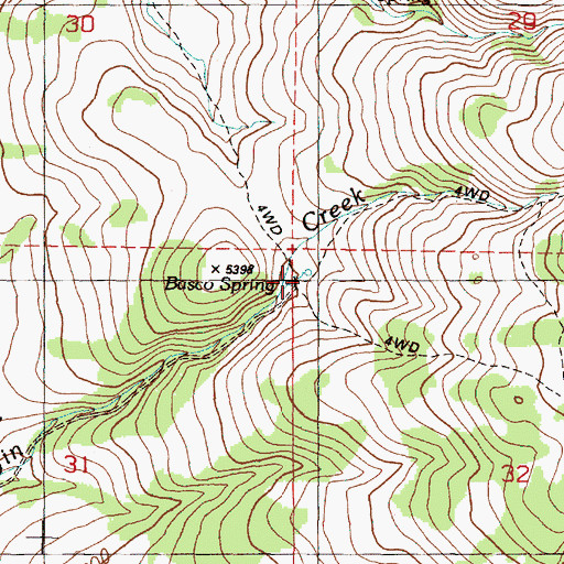 Topographic Map of Basco Spring, OR