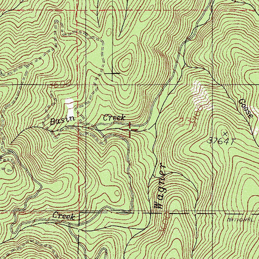 Topographic Map of Basin Creek, OR