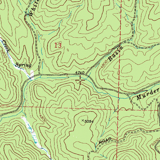 Topographic Map of Basin Creek, OR