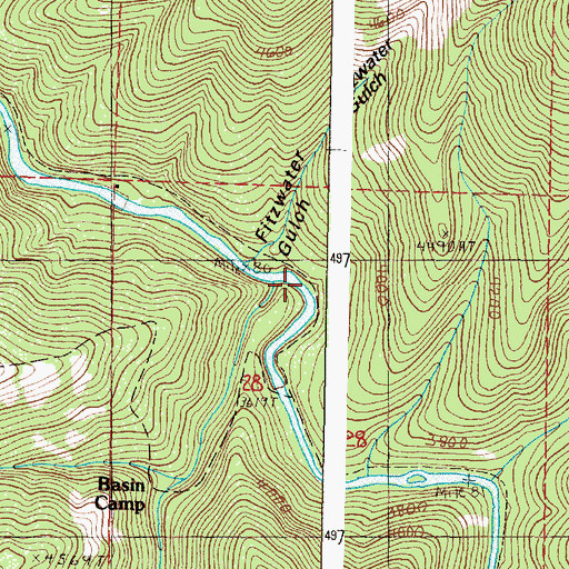 Topographic Map of Basin Creek, OR