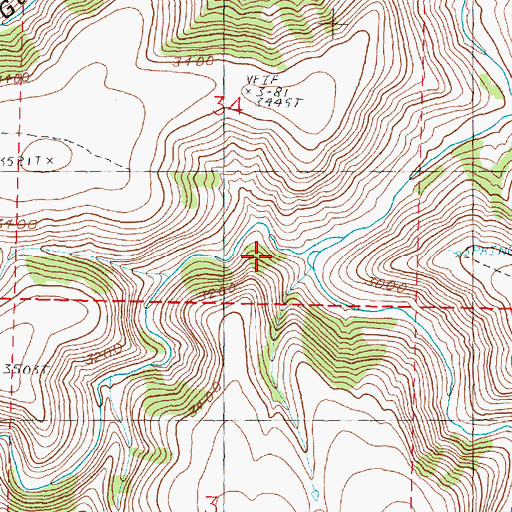 Topographic Map of Basin Creek, OR