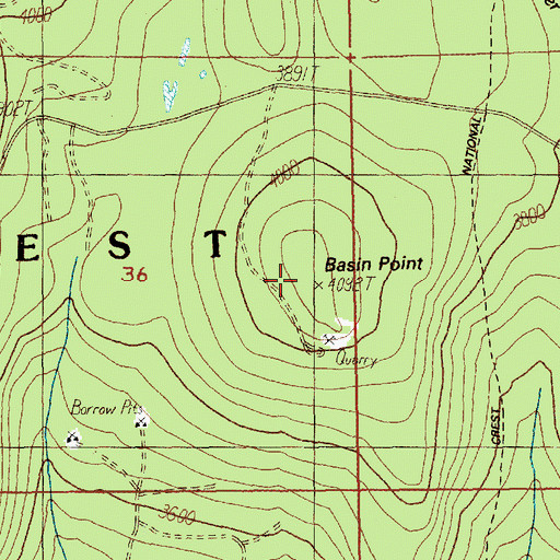 Topographic Map of Basin Point, OR