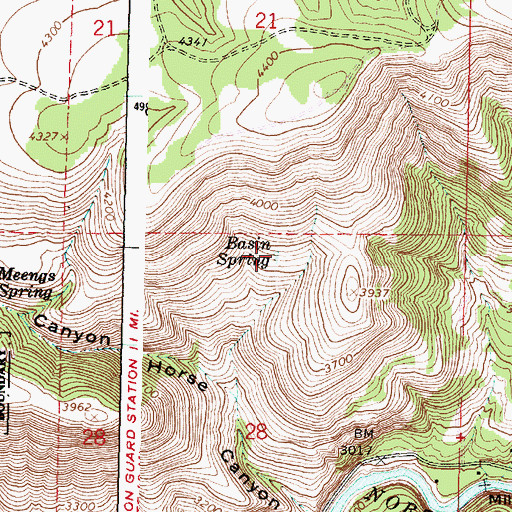 Topographic Map of Basin Spring, OR