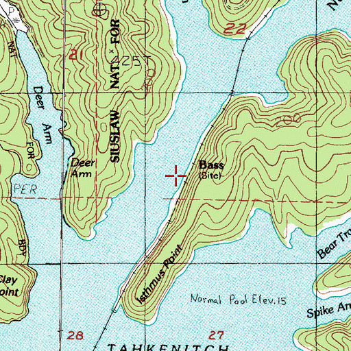 Topographic Map of Bass (historical), OR