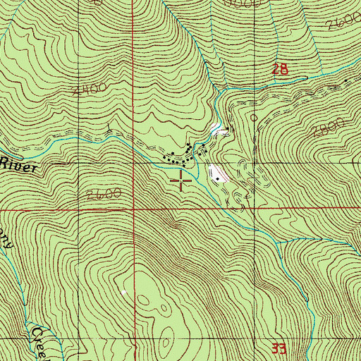 Topographic Map of Battle Ax Creek, OR