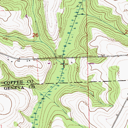 Topographic Map of Beaverdam Creek, AL