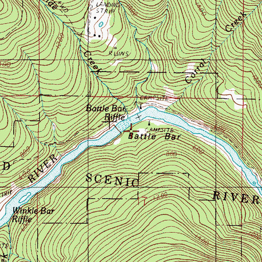 Topographic Map of Battle Bar, OR